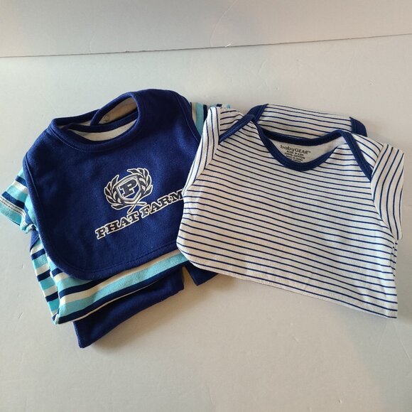 PHAT FARM BABY 3-PIECE NAVY/WHITE/LIGHT BLUE STRIPED TOP & NAVY PANTS SIZE 3-6M - Picture 15 of 16